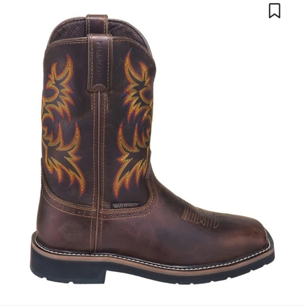 Justin Boots Driller Steel Toe Western Work Cowboy Boots 11.5 EE - Picture 2 of 12